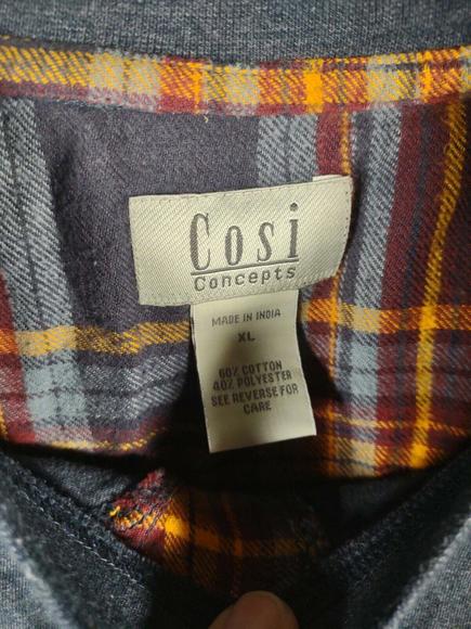 Cosi Concepts Regular Fit Men's XL LS Cotton T-shirt Flannel Accent Blue - Picture 3 of 4
